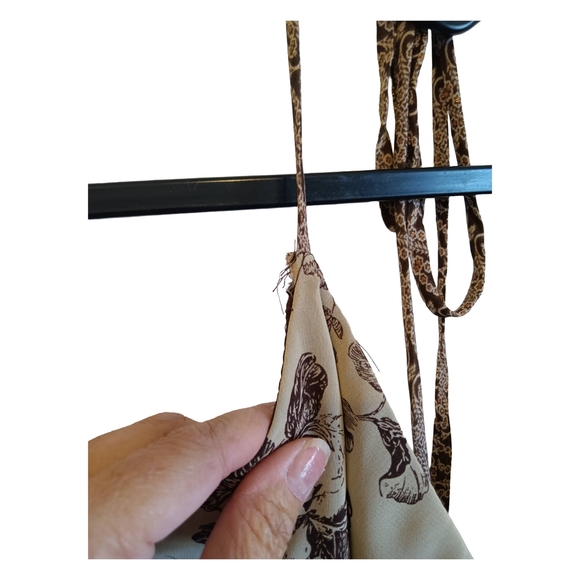 Bisou Bisou Cream and Brown Floral Midi Dress Y2K Style - Picture 6 of 7